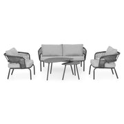 LYONS Set mobilier terasă/grădină, măsuță colț, 2 fotolii și 2 tabureți