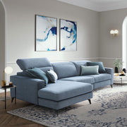 MAINZ Colțar cu șezlong dreapta/stânga, 1 recliner electric, stofă