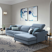 MAINZ Colțar cu șezlong dreapta/stânga, 1 recliner electric, stofă