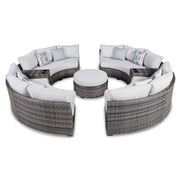 RONDINO Set mobilier terasă/grădină, 4 canapele semirotunde, 2 console cu suport pahare, 1 taburet