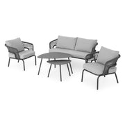 LYONS Set mobilier terasă/grădină, măsuță colț, 2 fotolii și 2 tabureți
