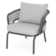 LYONS Set mobilier terasă/grădină, măsuță colț, 2 fotolii și 2 tabureți
