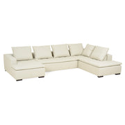 CONCEPT Canapea piele, sezlong dreapta, alba