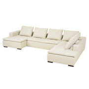 CONCEPT Canapea piele, sezlong dreapta, alba