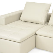 CONCEPT Canapea piele, sezlong dreapta, alba