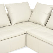 CONCEPT Canapea piele, sezlong dreapta, alba