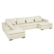 CONCEPT Canapea piele, sezlong stanga, alba