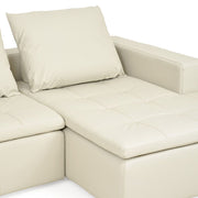 CONCEPT Canapea piele, sezlong stanga, alba