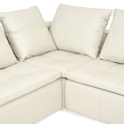 CONCEPT Canapea piele, sezlong stanga, alba